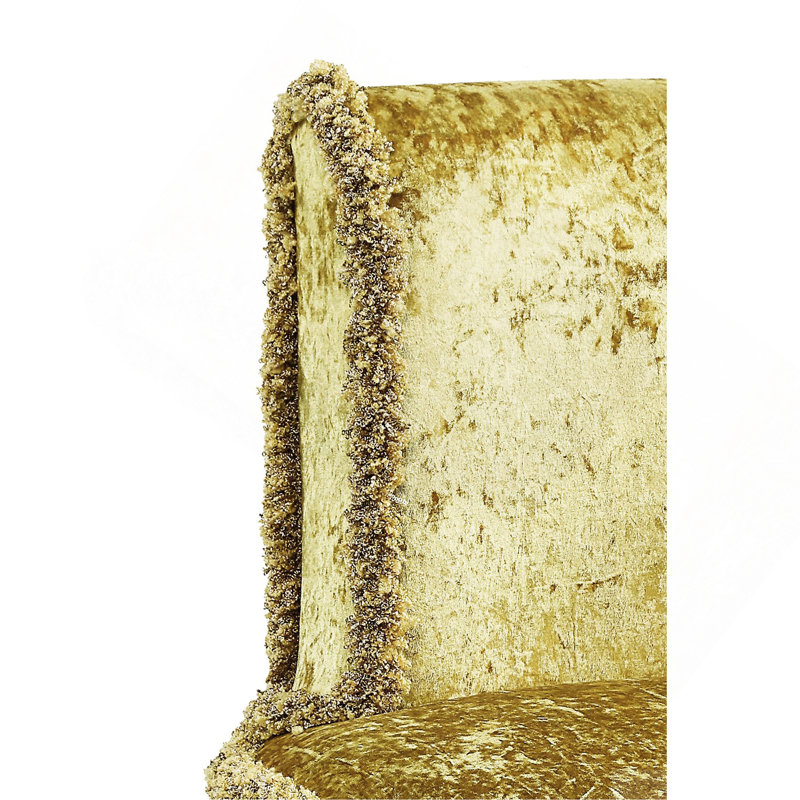 Gold Vanity Stool With Button Tufted