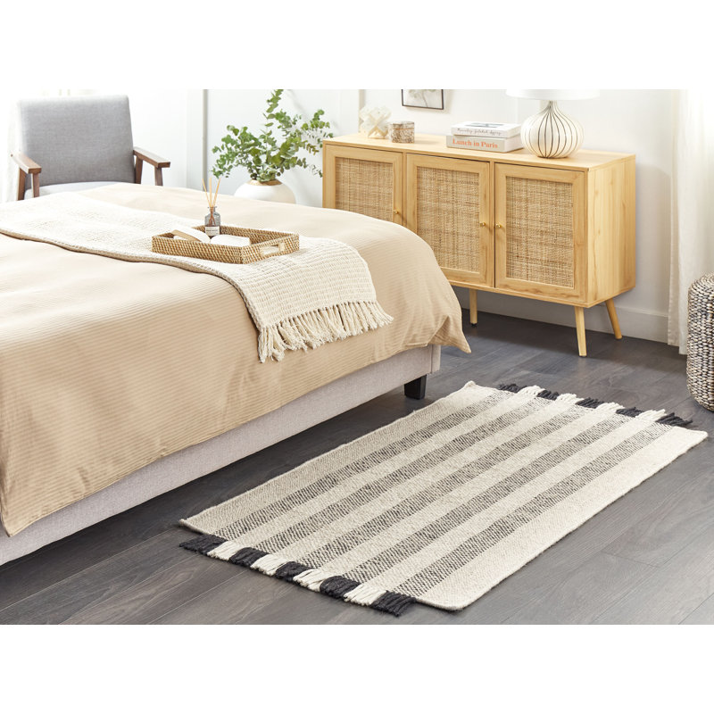 Hunziker Striped Wool Hand Woven Area Rug, Rectangle 80 x 150cm