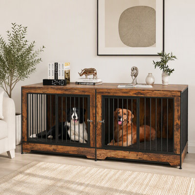 Cage d'intérieur pour chien avec cloison et plateau et verrou en forme de L