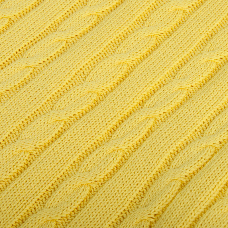 Jeté tricoté, jeté 100% pur coton, lavable à la machine, confortable - NTBAY, Jaune, L 67 po x l 51 po