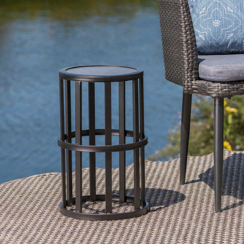 Table d'appoint d'extérieur ronde en métal