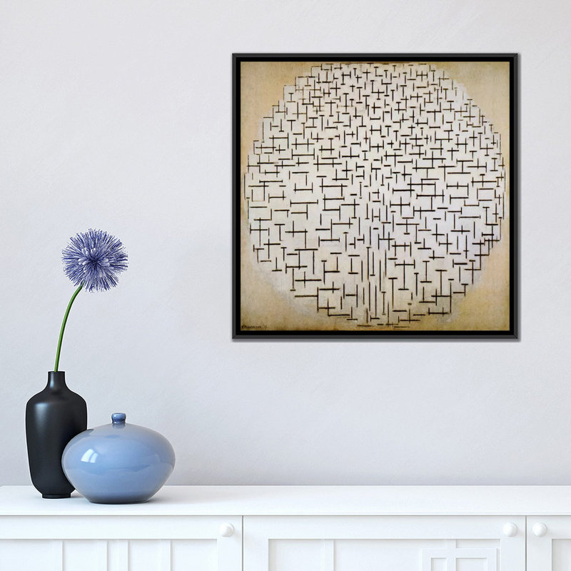 "pilier & ocean 1915" par piet mondrian, impression sur toile, H 18 po x l 18 po x P 1,5 po, Toile avec cadre noir