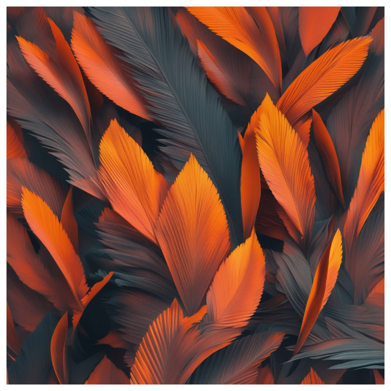 Coussins décoratifs à feuilles abstraites orange, 14 x 14 inches