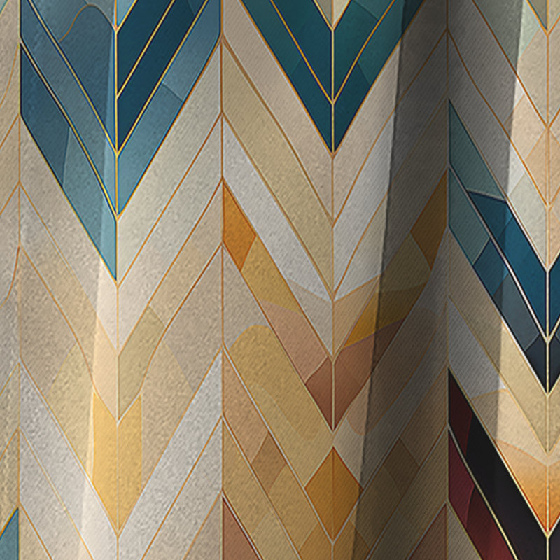 Beige chevron mosaïque Fusion I - Rideau à chevrons - Rideau à chevrons occultant en velours - 1 panneaux, L 52 po x L 95 po