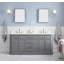 72" Palace Collection Quartz Carrara Cashmere Grey Bathroom Vanity Set With Hardware in Satin Brass Finish And Only Mirrors in Chrome Finish-1288973176