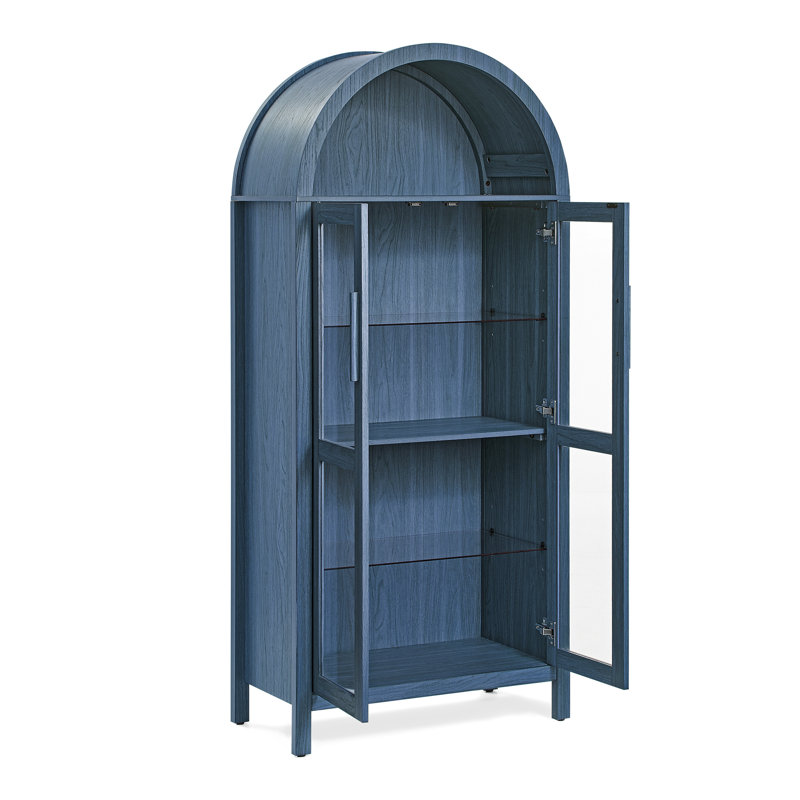 67" Tall Arched Storage Cabinet With LED, Navy