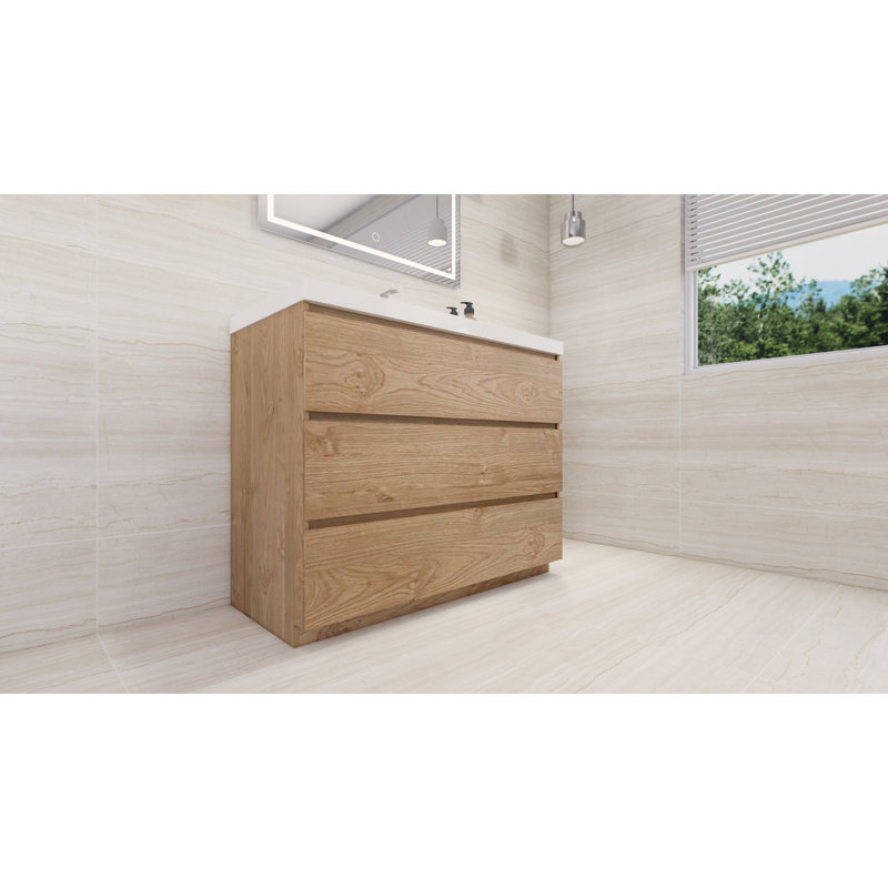 Ensemble de meuble-lavabo simple 42 po Ayele, Chêne de la Nouvelle-Angleterre
