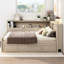 Lit de jour double antique avec rangement en bois de pin massif avec rangement et gigogne