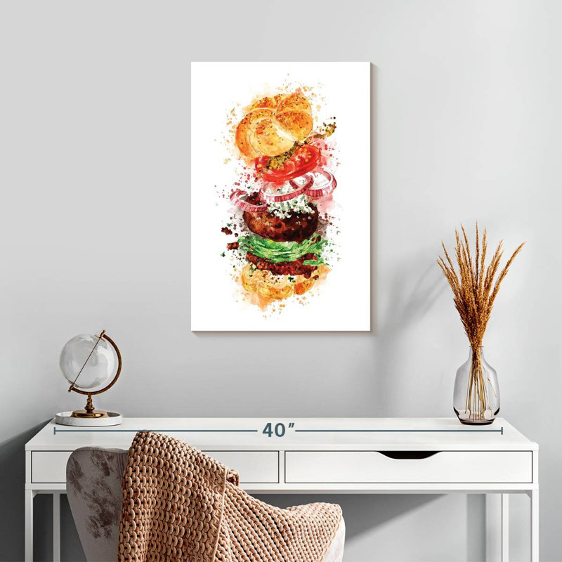 Burger Deconstructed Splatter, 24" H x 16" W