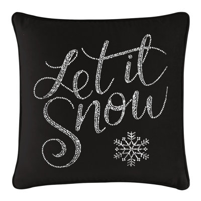 Coussin «Let It Snow» Sparkles Home | Velours avec perles et strass | Insertion de plumes