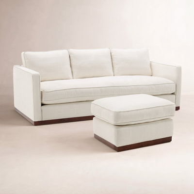 Bobbi 2-Piece Upholstered Sofa and Ottoman Set with Plinth Base