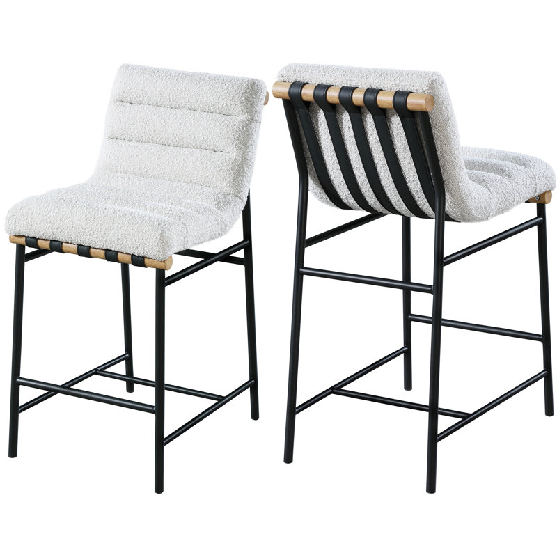 Vincentas Upholstered Counter Stool, Cream Boucle, Bar Stool (29.9" Seat Height)