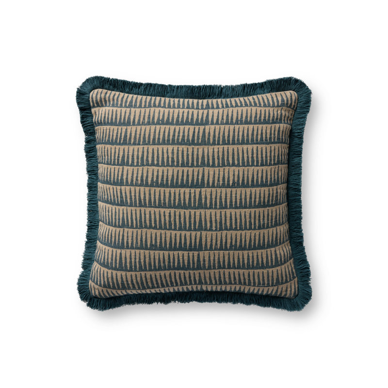 Coussin décoratif Loloi, Naturel / bleu abstrait, Housse de coussin seulement - sans coussin