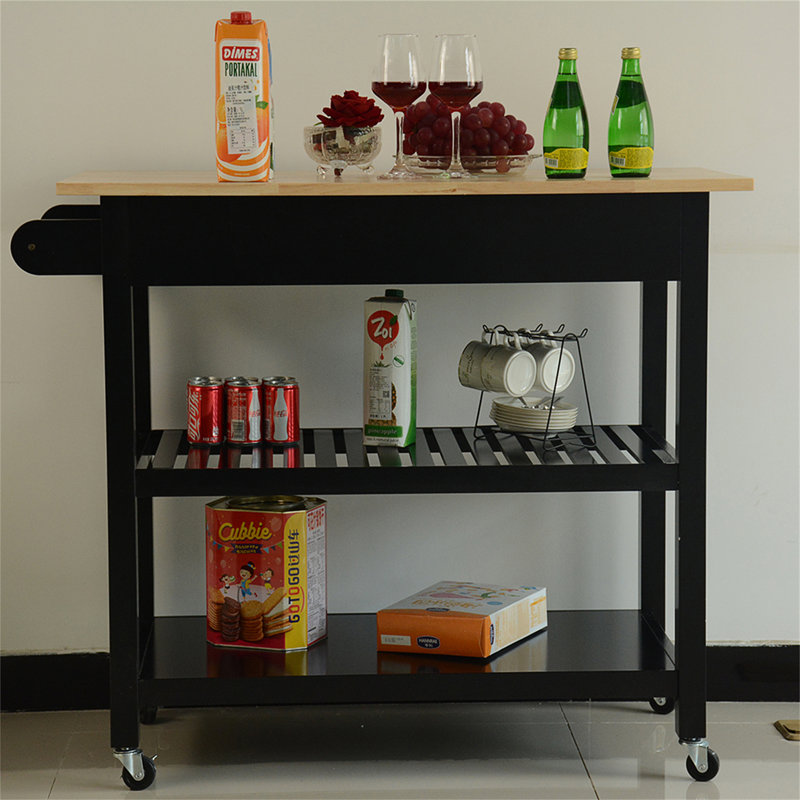 Kitchen Island, Kitchen Cart, Mobile Kitchen Island With Two Lockable Wheels, Black