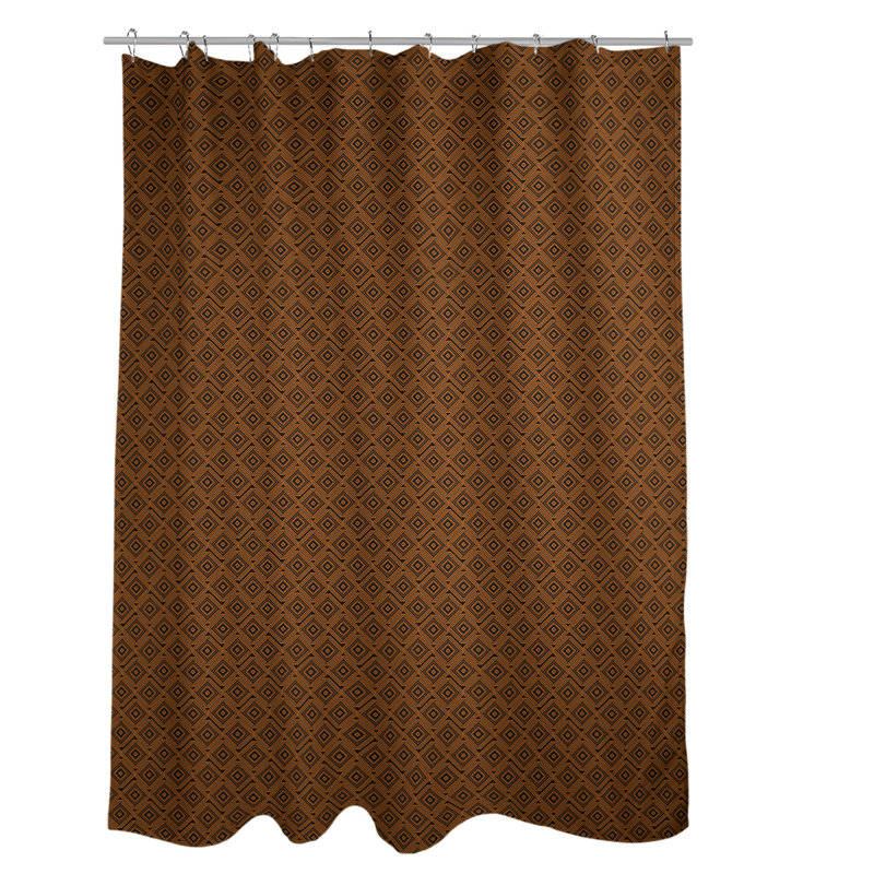 Rideau de douche simple Maze Square, Noir / Orange