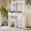 Coiffeuse réglable blanche avec 5 tiroirs