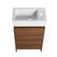 Meuble-lavabo autoportant de 18 pouces avec lavabo simple. Portes d'armoire à fermeture silencieuse. Bassin en céramique fiable. Contreplaqué brun ébène pour les salles de bain compactes 18 "au toucher élégant. Salle de bain