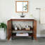Ensemble de meuble-lavabo sur pied moderne en chêne noyer-453839881