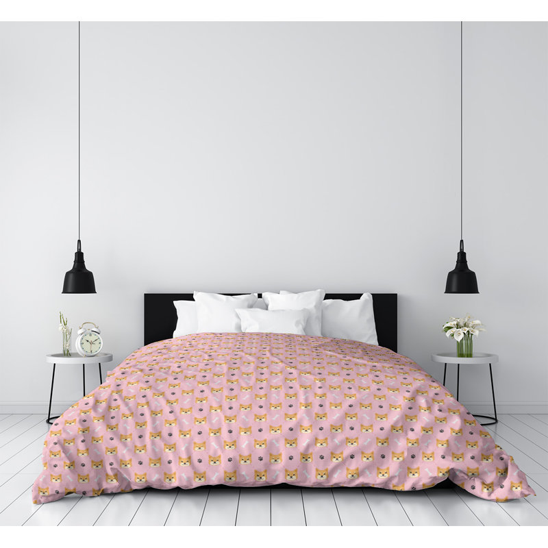 Housse de couette simple Katelyn Elizabeth, Housse de couette pour grand lit, Rose pâle / brun, Microfibre
