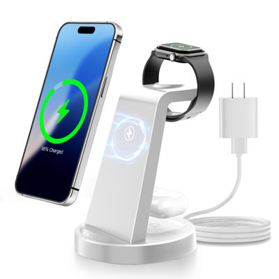 Wireless Charger Iphone Charging Station: 3 In 1 Charger Stand Multiple Devices For Apple - Iphone 16e 16 15 14 Pro Max 13 12 11 - Watch 10 9 8 7 6 5 4 3 2 Se And Ultra Series - Airpods 4 3 2 Pro