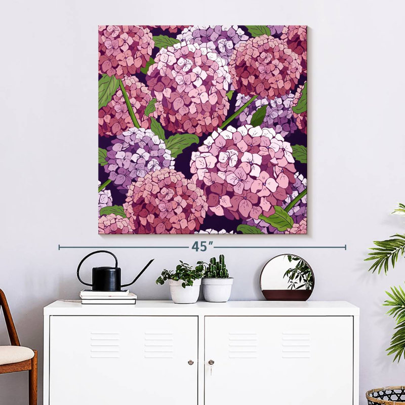 Hortensias roses et mauves Harnek, H 33 po x l 33 po