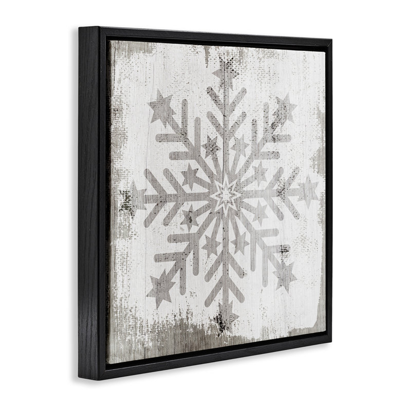 Motif de flocons de neige d'hiver, H 18 po x l 18 po, Cadre flottant noir de jais