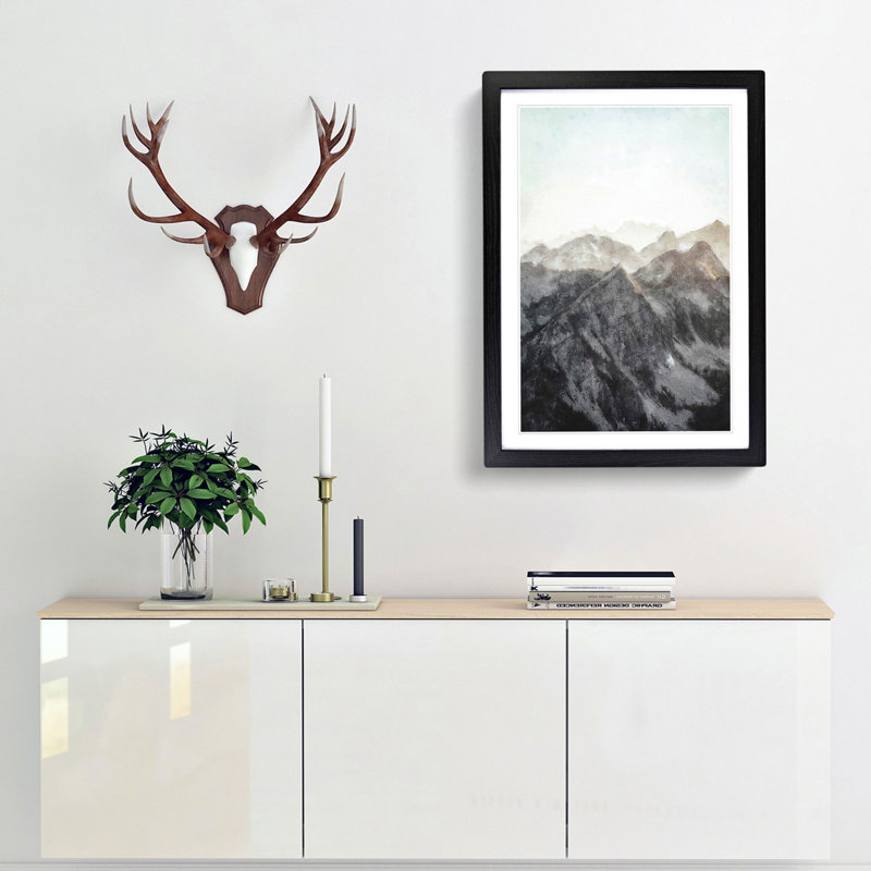 Mountain Range - Picture Frame Painting Print, 87cm H x 62cm W x 2cm D, Black Framed