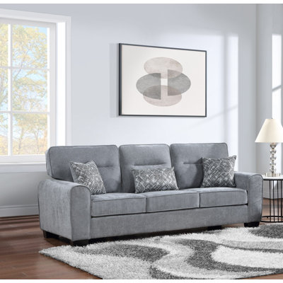 Fabric Cushion Arm Sofa & 3 Throw Pillows by Ebern Designs