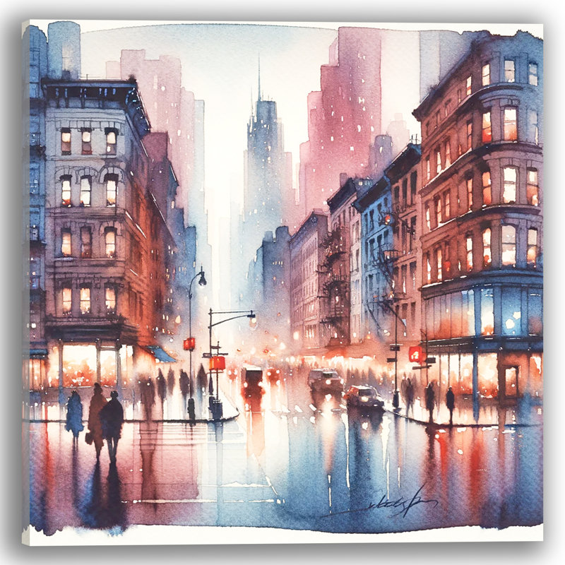 Paysage urbain urbain Misty City Twilight, H 20 po x l 20 po x P 1,5 po