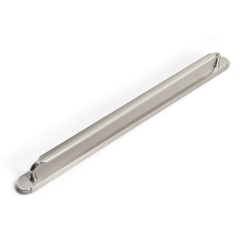 Poignée barre 12,6 po centre à centre avec plaque arrière G014 - Nickel satiné, 12 3/5", Nickel satiné