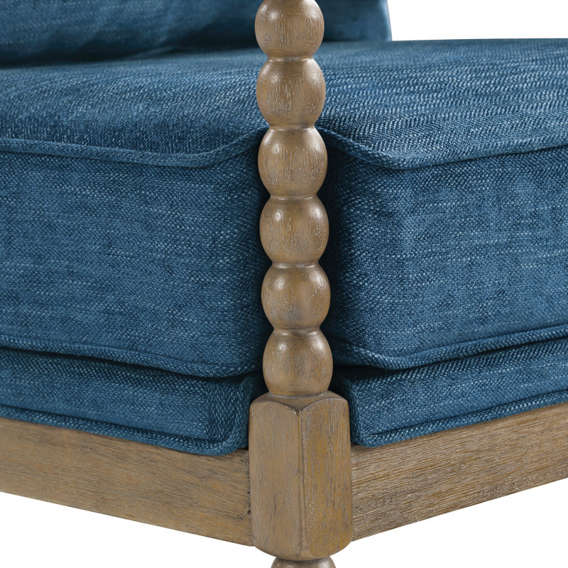 Fauteuil large 26,75 po Fletcher, 100% polyester bleu marine, Brun brossé