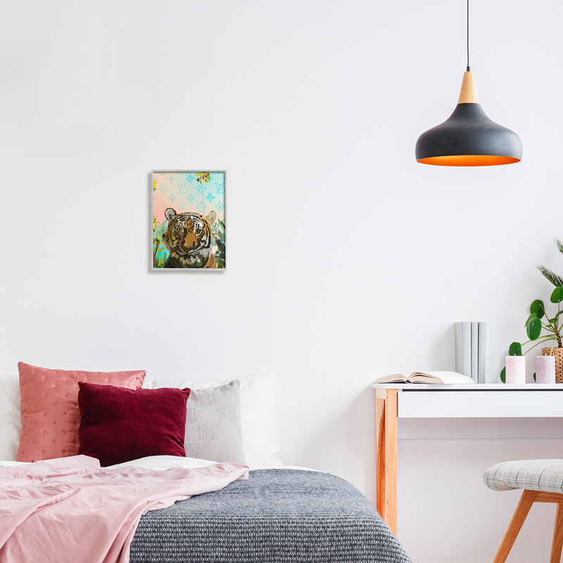 Tigre à la mode par Amelia Noyes, Estampe numérique Farmhouse, H 14 po x l 11 po x P 1,5 po