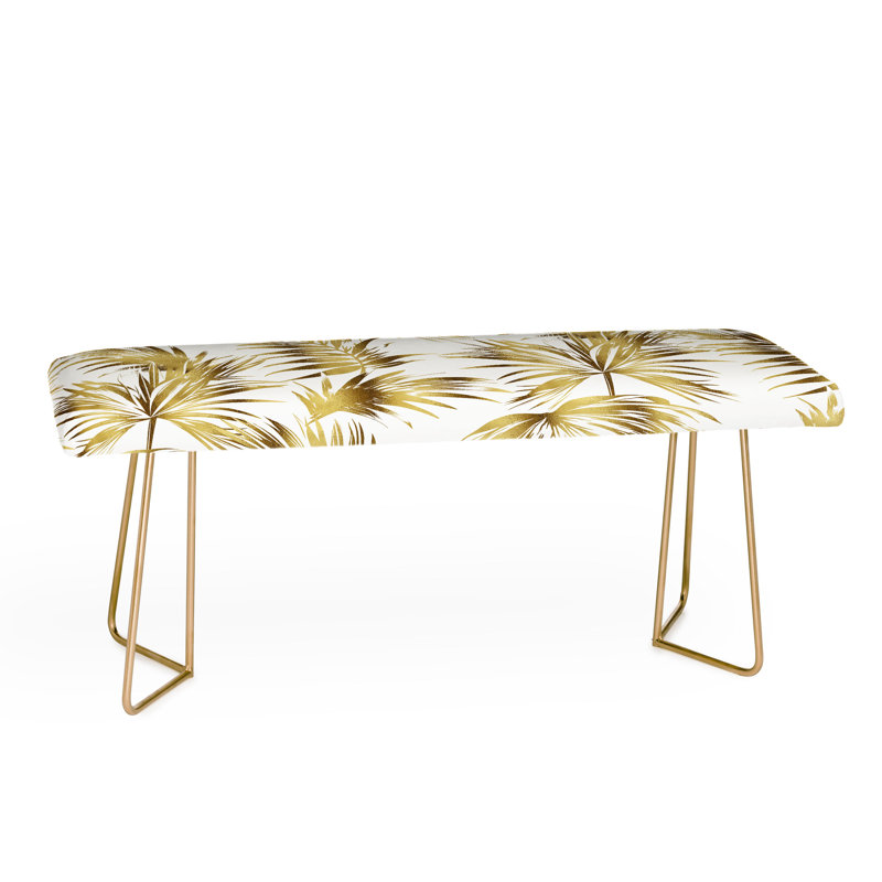 Marta Polyester Upholstered Bench, Gold/Floral