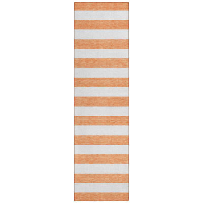 2' X 8' Salmon Striped Washable Indoor Outdoor Runner Rug