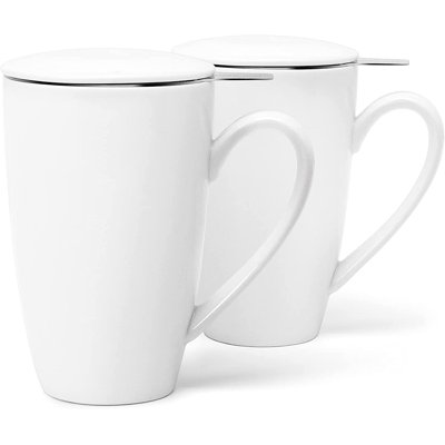 Red Barrel Studio® Tea Mugs Set of 2, 16 Oz Ceramic Tea Cups with Infuser and Lid -  A1DDB578E0E146B29CBAB9EA9786EB79