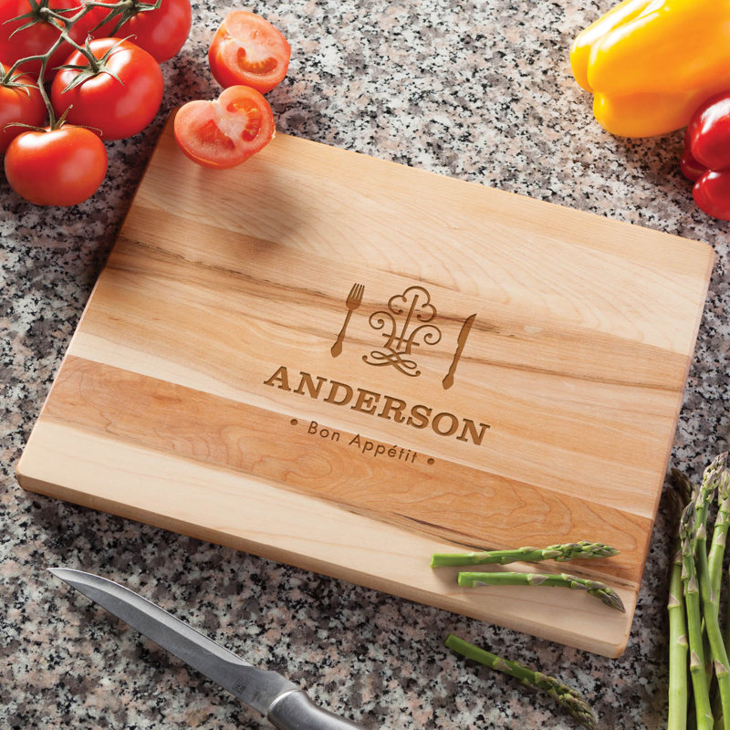 Planche à découper CPS en bois d'érable bon appétit avec nom personnalisé