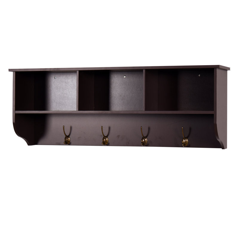 Thyra Modern Wall Mounted Coat Rack With Hooks, Solid MDF And Lightweight Design, Espresso