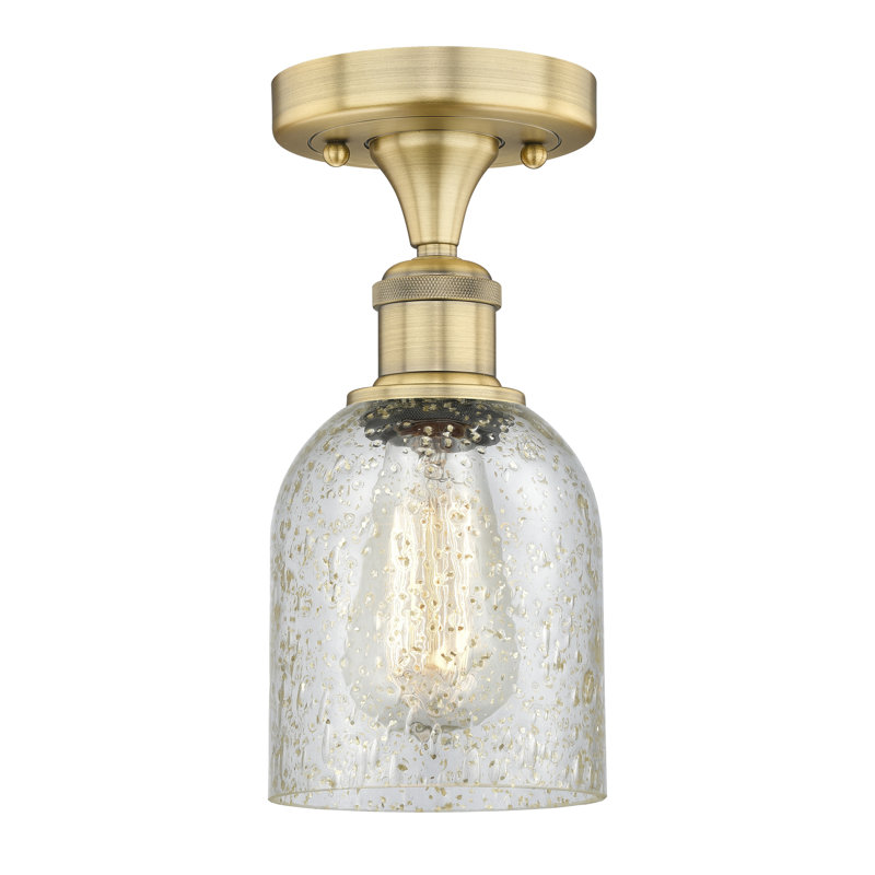 Losurdo Glass Semi Flush Mount, Mica, Brushed Brass