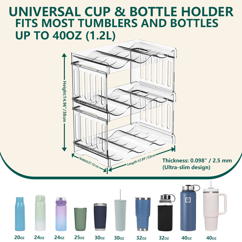 Organisateur de bouteilles d'eau pour support à bouteilles empilable 40 oz. Stanley, facile à nettoyer, ensemble de 3 étages