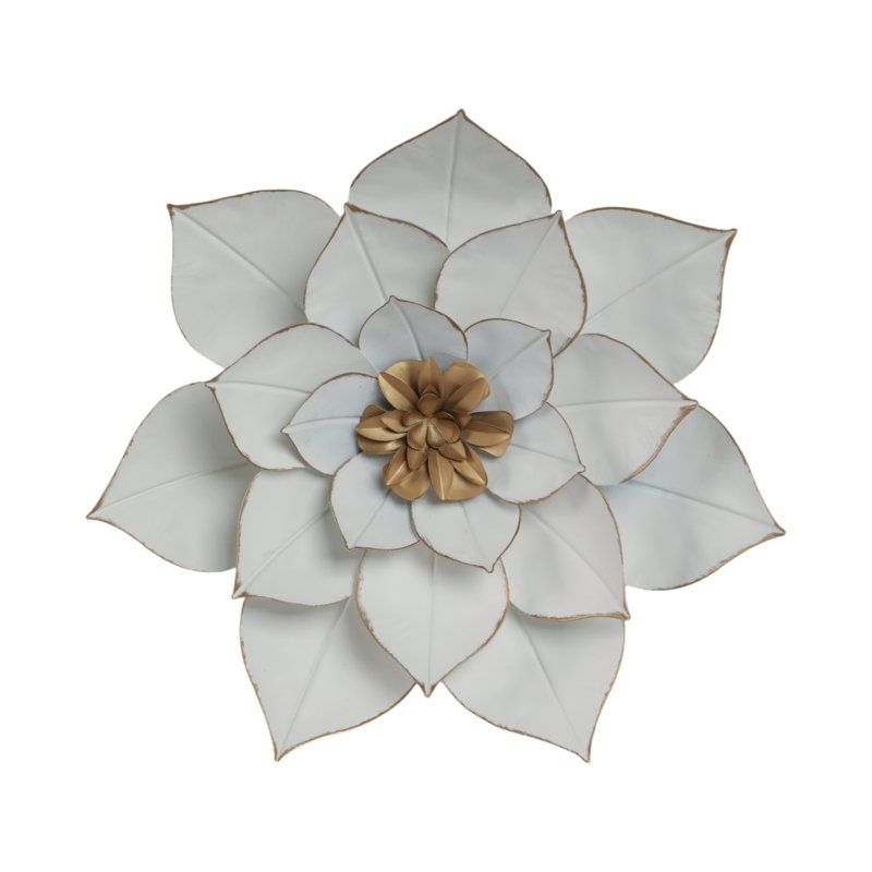 Metal Floral Wall Decor with Layered Petal Design, Modern Glam Wall Accent for Interiors, 3" H x 14" W x 14" D