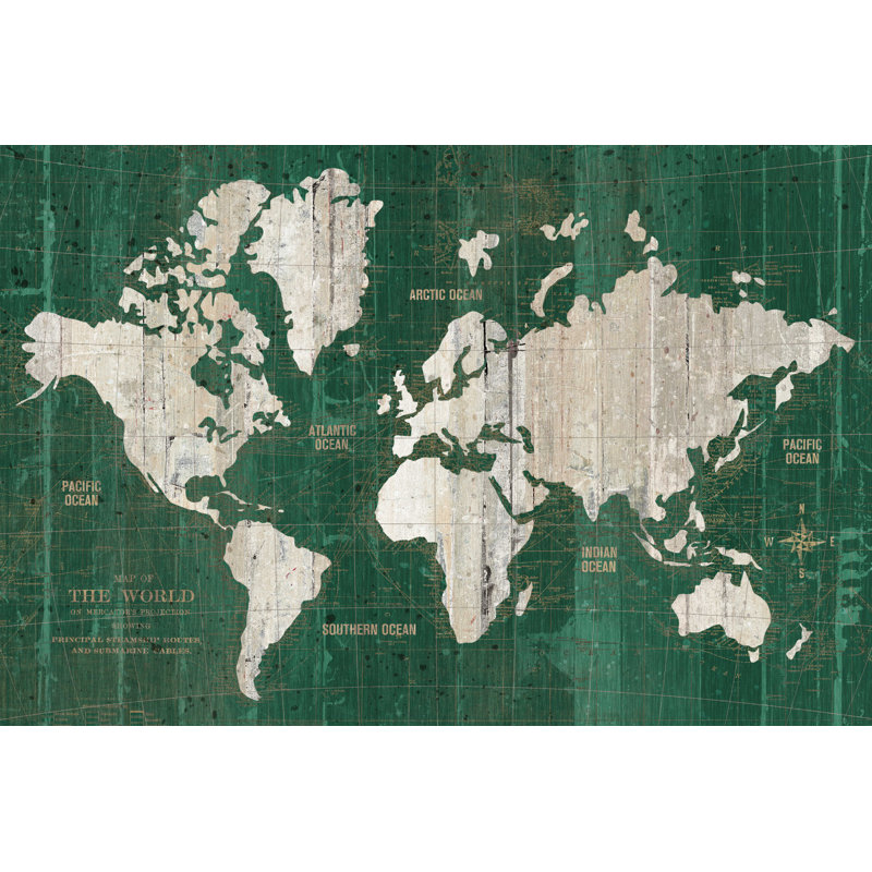 Carte de l'ancien monde, vert, H 8 po x l 12 po
