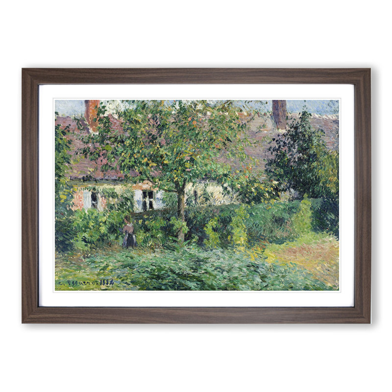 The Peasant House by Camille Pissarro - Picture Frame Painting, 48cm H x 65cm W x 2cm D, Walnut Framed
