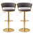 Adjustable 360° Swivel Bar Stools Counter Height Velvet Bar Chairs with Gold Metal Frame & Footrest-339613691