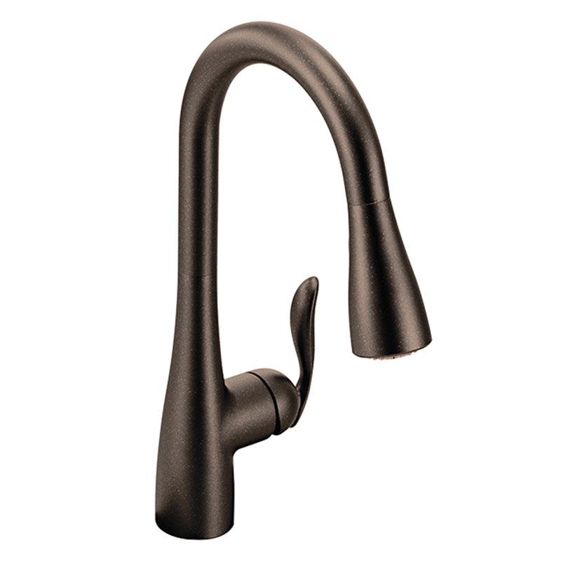 Robinet de cuisine rétractable à poignée unique avec fonctions Power Boost et Reflex de Moen Arbor, Bronze frotté à l'huile