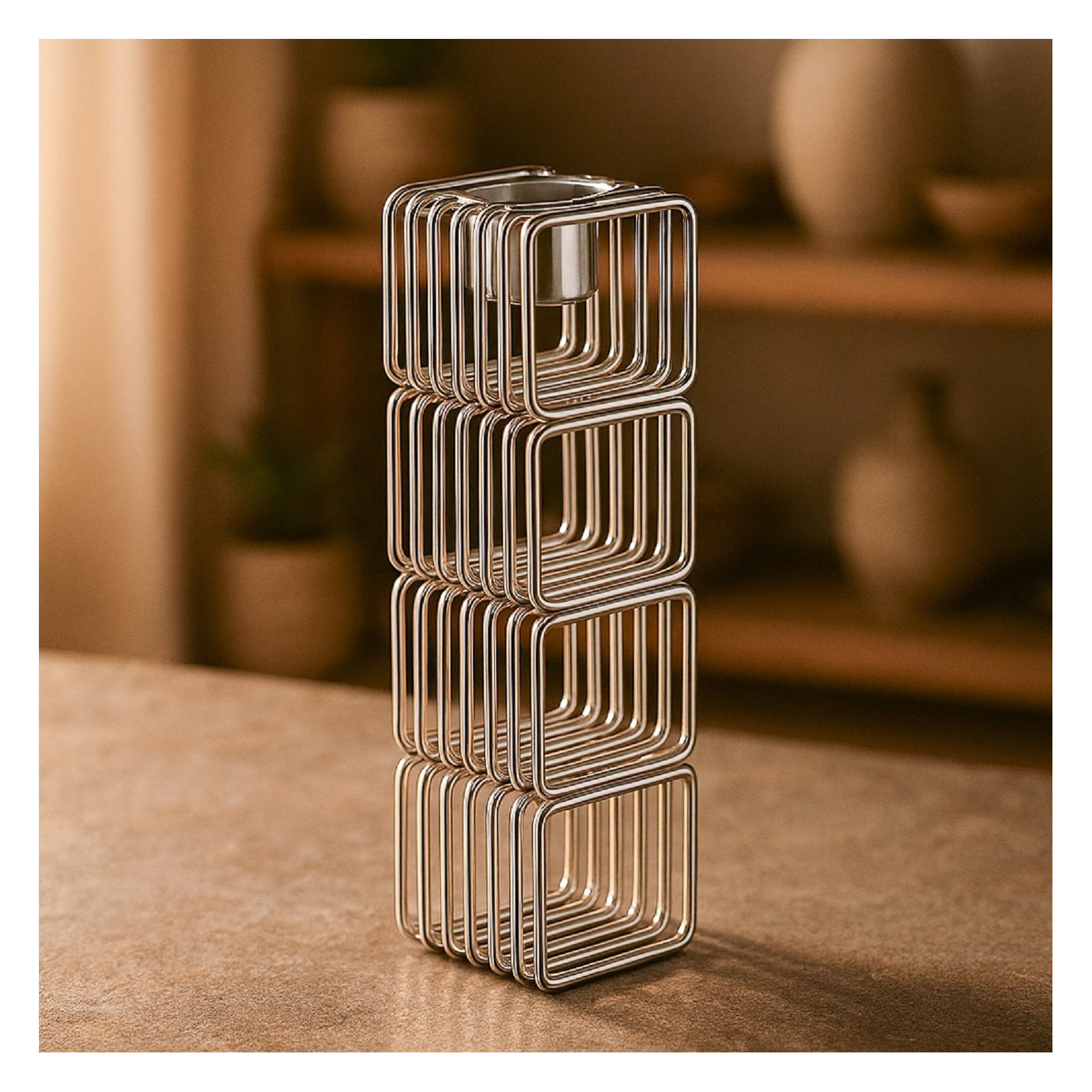 Wire Candle Holder Four, 8" H x 2" W x 2" D
