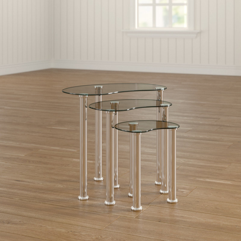 Vida Cara Glass Top Nesting Tables, Clear