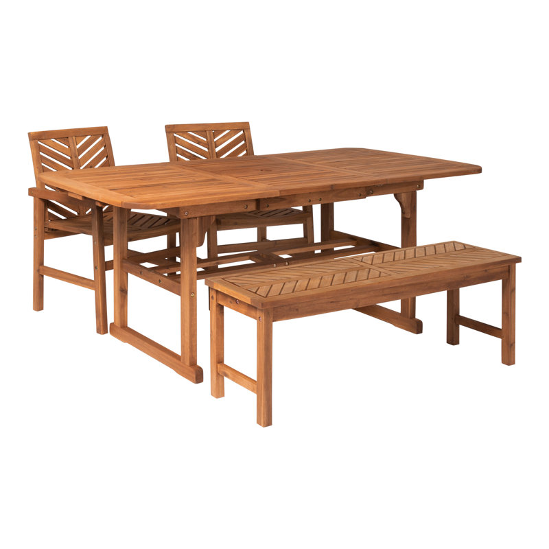 Alfonsi 4 - Person Acacia Wood Patio Dining Set with Rectangular Table, Brown