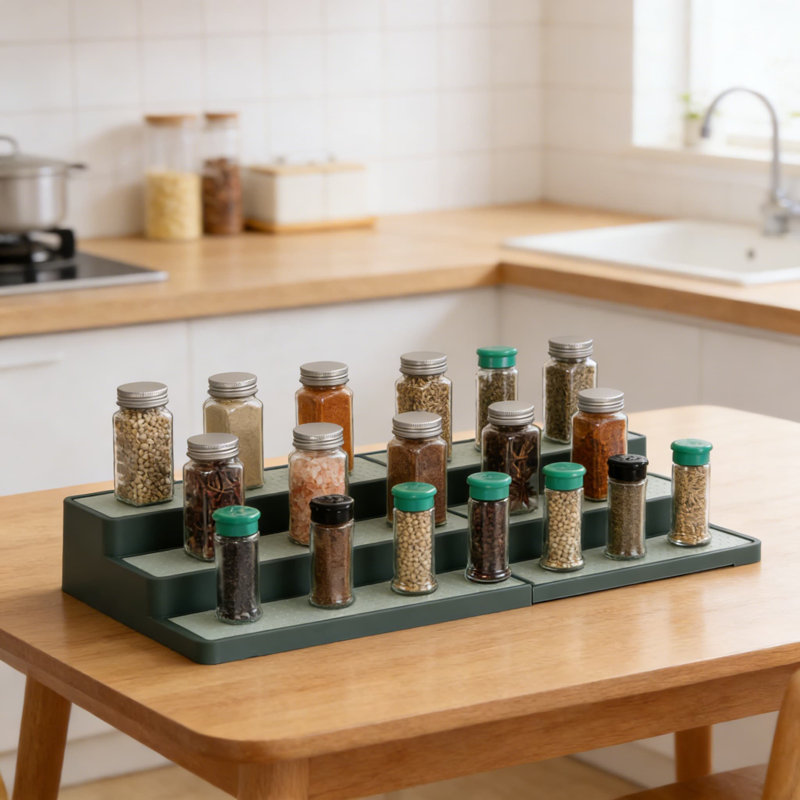 Étagère à épices extensible à 3 niveaux - Tablette de rangement polyvalente pour le comptoir de cuisine, le garde-manger, la salle de bain, le bureau et la chambre à coucher