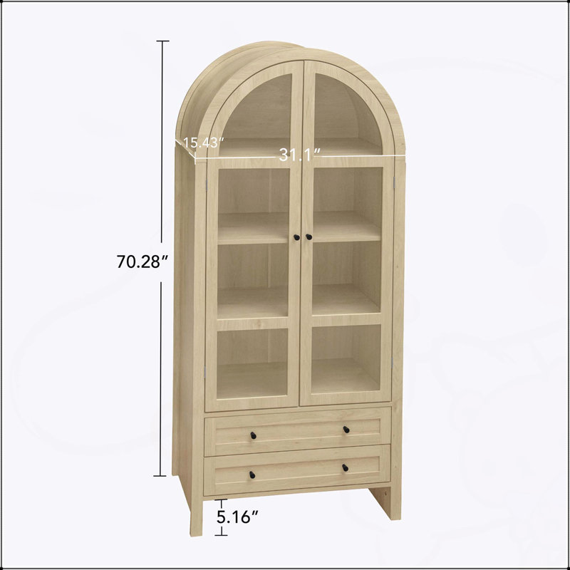 Garde-manger arqué de 70,28 po de hauteur avec tablettes réglables