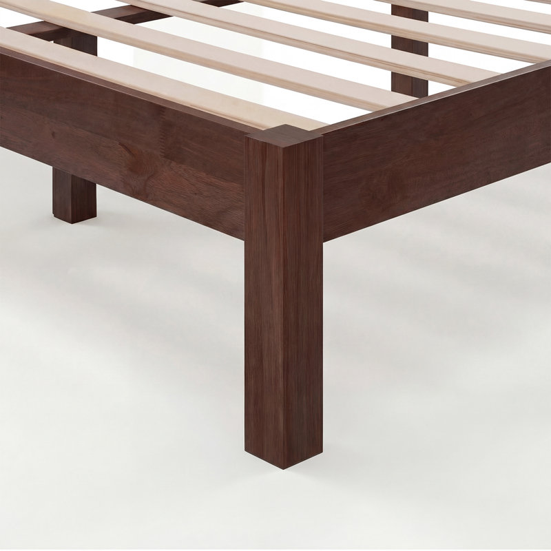 Lit plateforme en bois massif avec tête de lit, grand lit, finition noyer, aucun sommier requis, assemblage facile, Grand lit